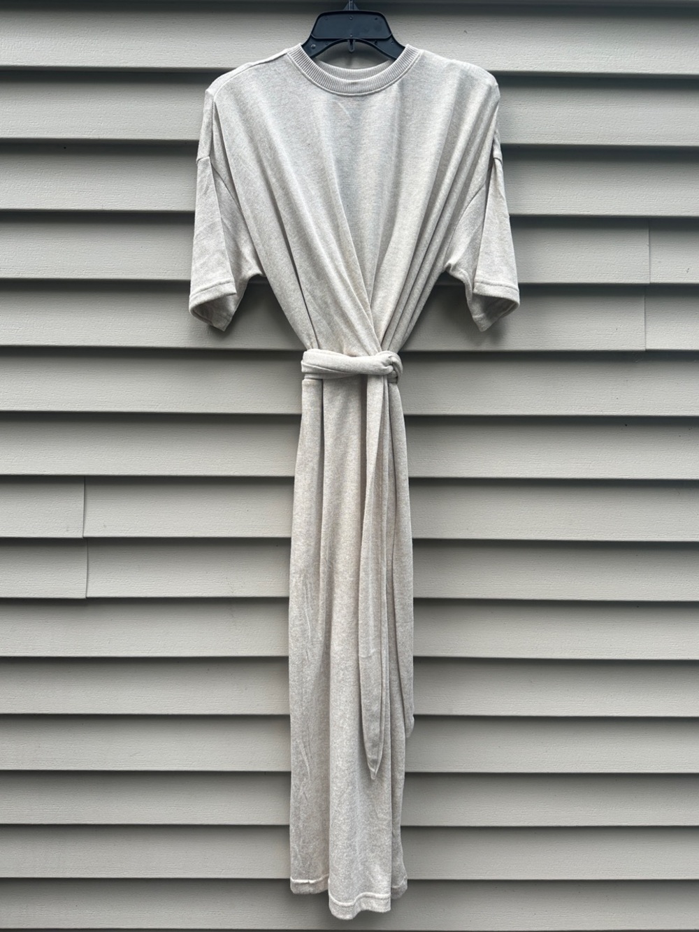 Hudson Jeans Neutral Beige Knit Maxi Dress with Tie Waist